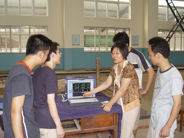 杨人凤教授在指导学生进行数据分析